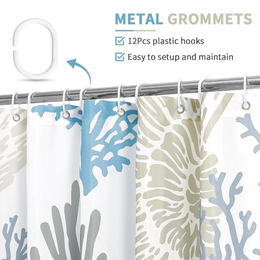 Gibelle Extra Long Shower Curtain 72 x 84, Tall Nautical Coastal - Picture 5 of 8